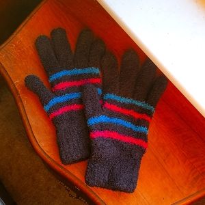 Pair of Black Multicolored Mittens